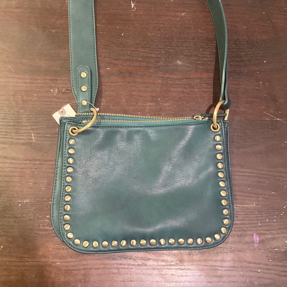 Anthropologie Georgia Gold Studded Crossbody | Forest Green